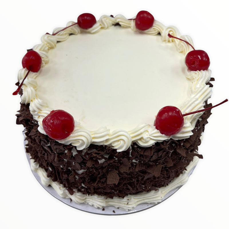 6 inch round Black Forest cake. 